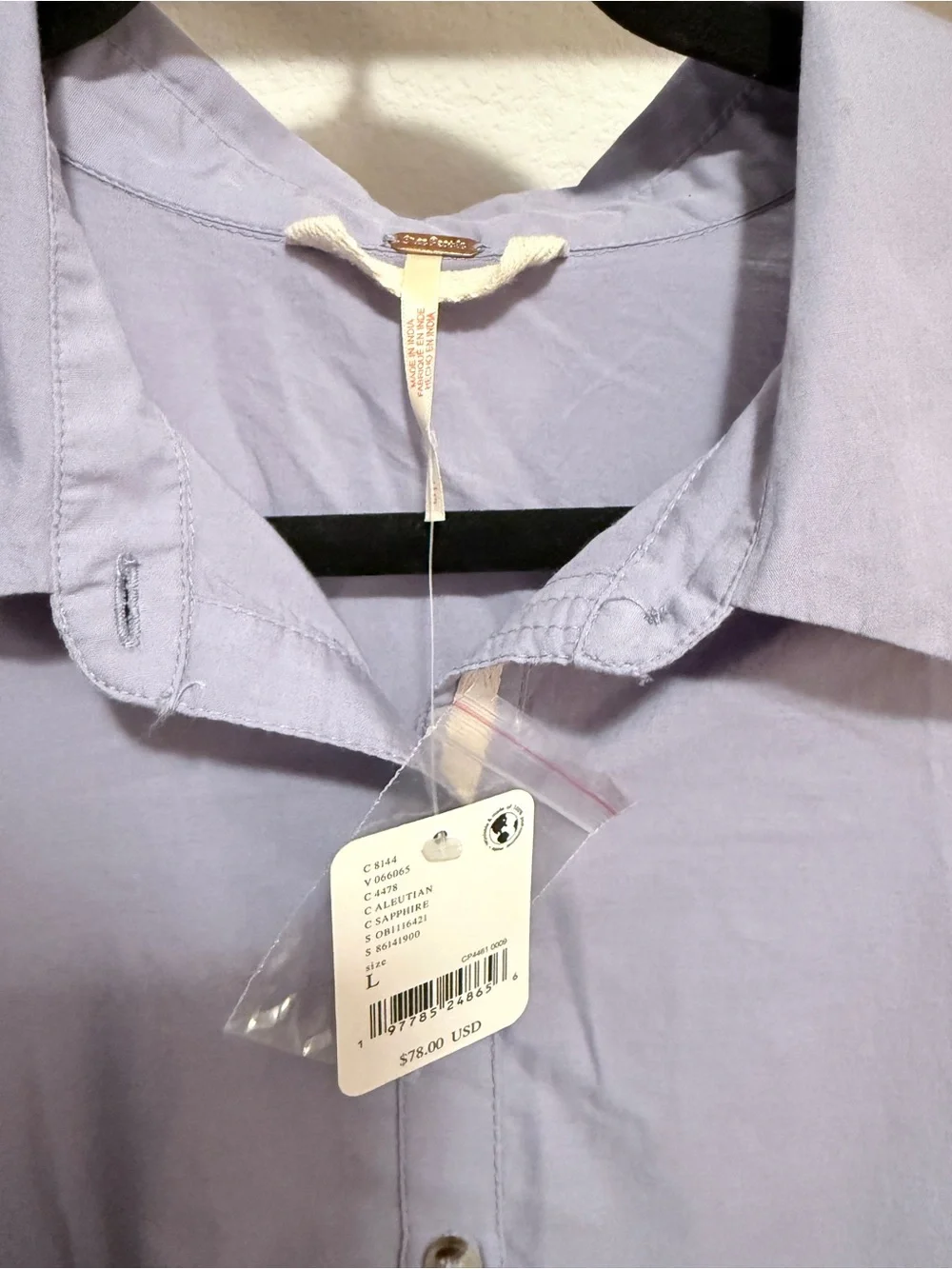 Free People Lavender Button-Front Tiered Mini Dress Size Large NWT